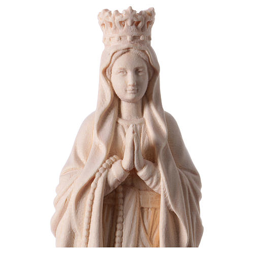 Our Lady of Lourdes with crown in natural wood of Valgardena 2