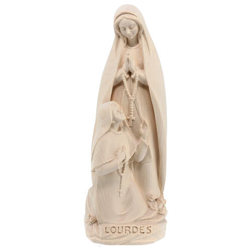 Our Lady of Lourdes with Bernardette in natural wood of Valgardena 1