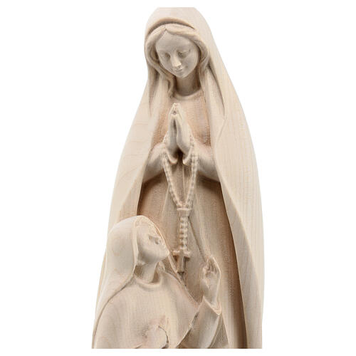 Our Lady of Lourdes with Bernardette in natural wood of Valgardena 2