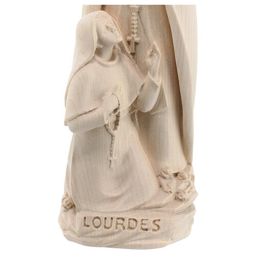 Our Lady of Lourdes with Bernardette in natural wood of Valgardena 4