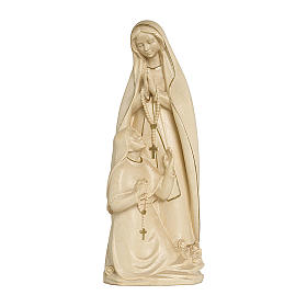 Madonna z Lourdes z Bernadetą drewno Val Gardena woskowane złoty pasek