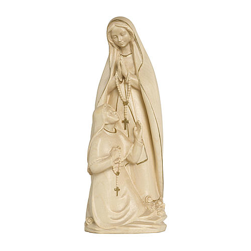 Our Lady of Lourdes with Bernardette in wood of Valgardena and wax decorated with a gold thread 1
