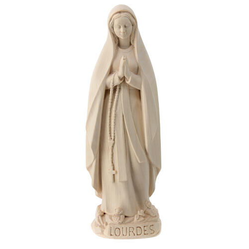 Our Lady of Lourdes stylized in natural wood of Valgardena 1