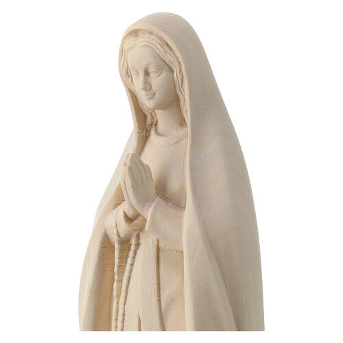 Our Lady of Lourdes stylized in natural wood of Valgardena 2