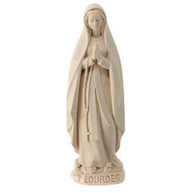 Our Lady of Lourdes stylized in natural wood of Valgardena