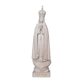 Gottesmutter von Fatima Capelinha mit Kranz Grödnertal Holz Natur Finish