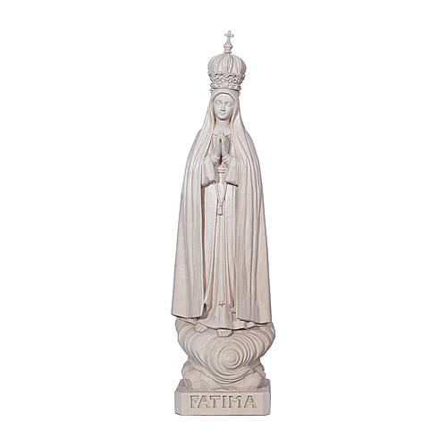 Valgardena wooden statue of Our Lady of Fatima Capelinha with natural finish 1