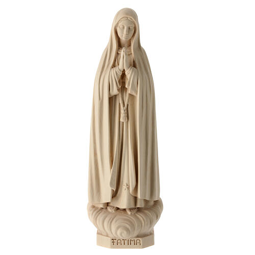 Statue of Our Lady of Fatima Capelinha in natural wood of Valgardena 1