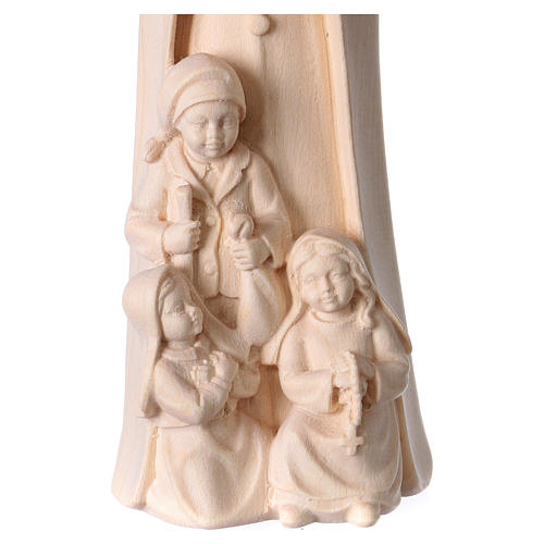 Notre-Dame de Fatima avec 3 bergers bois Val Gardena naturel 2