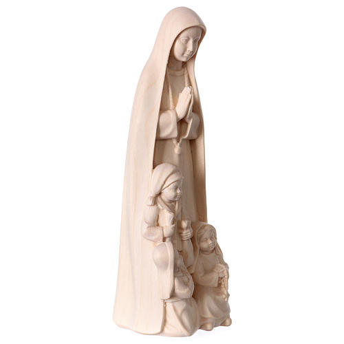 Notre-Dame de Fatima avec 3 bergers bois Val Gardena naturel 4