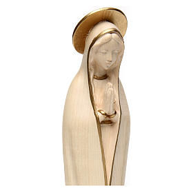 Statue in legno naturale: Madonna di Fatima stilizzata legno Valgardena cerata filo oro