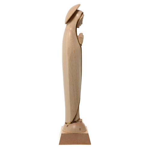 Nossa Senhora de Fátima estilizada madeira Val Gardena encerada fio ouro 5
