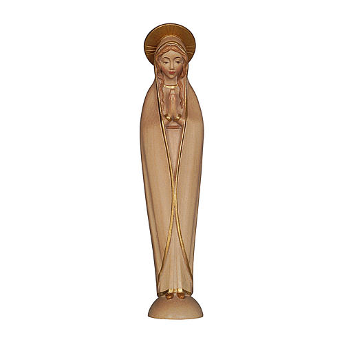 Our Lady of Fatima stylized in wood of Valgardena burnished in 3 colours 1