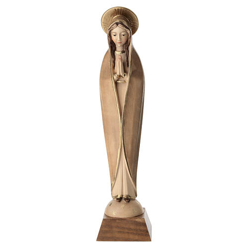 Virgen de Fátima estilizada madera Val Gardena bruñida 3 colores 1