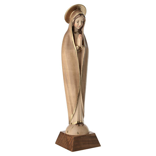 Notre-Dame de Fatima stylisée bois Val Gardena bruni 3 tons 5