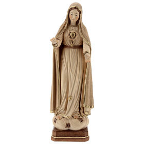 Virgen de Fátima 5. Aparición madera Val Gardena bruñida 3 colores