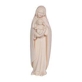 Madonna of the heart in wood, natural finish, Val Gardena