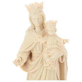 Virgen con niño y corona madera Val Gardena natural