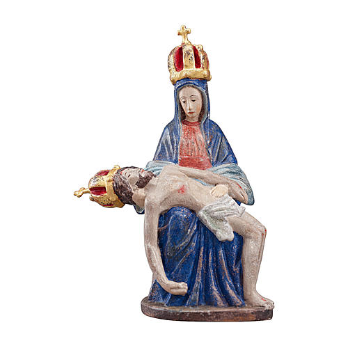 Piety statue 20 cm in wood of Valgardena finished in antique pure gold 1