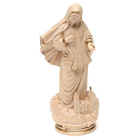 Madonna Medjugorje con chiesa legno Valgardena cerato filo oro