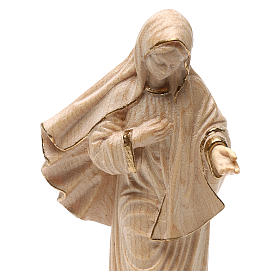 Madonna Medjugorje con chiesa legno Valgardena cerato filo oro