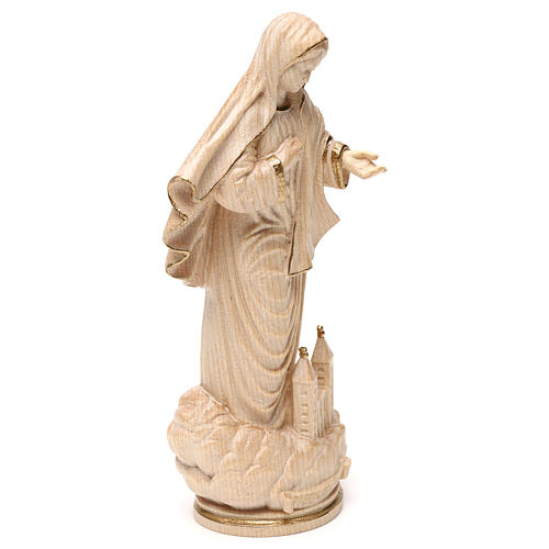 Madonna z Medjugorje z kościołem drewno Val Gardena woskowane złoty pasek 4