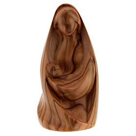 Statua Madonna La Gioia seduta legno ulivo Val Gardena 8-12 cm