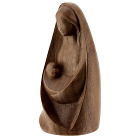 Statua Madonna La Gioia seduta legno noce Val Gardena 8-12 cm