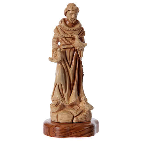 Statua San Francesco in ulivo di Betlemme 23 cm 1