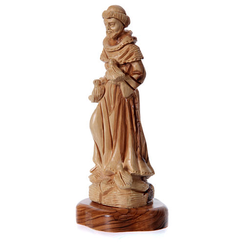 Statua San Francesco in ulivo di Betlemme 23 cm 2