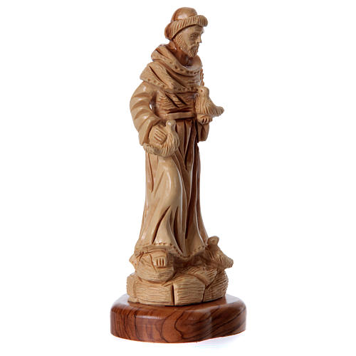 Statua San Francesco in ulivo di Betlemme 23 cm 3
