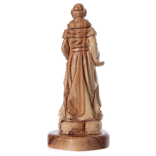 Statua San Francesco in ulivo di Betlemme 23 cm 4