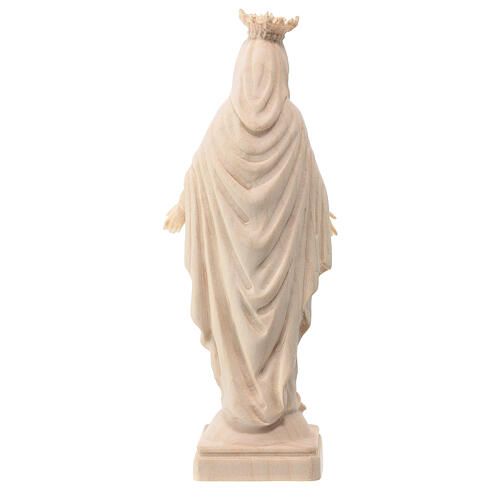Miraculous Mary statue with crown in natural Val Gardena maple wood 4