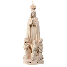 Notre-Dame de Fatima avec jeunes bergers en bois naturel d'érable Val Gardena