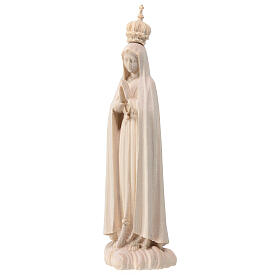 Notre-Dame de Fatima avec couronne en bois naturel d'érable Val Gardena