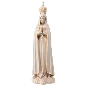 Nossa Senhora de Fátima com coroa de madeira natural de bordo Val Gardena