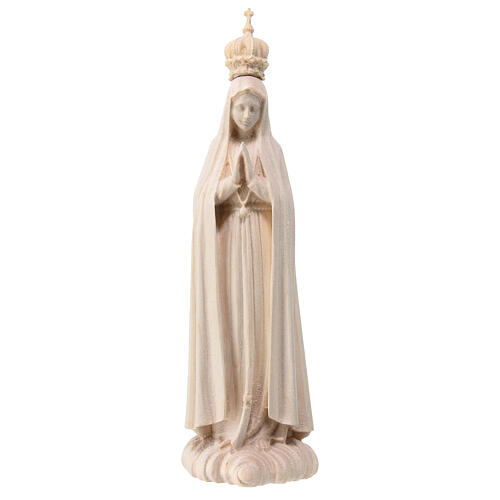 Nossa Senhora de Fátima com coroa de madeira natural de bordo Val Gardena 1