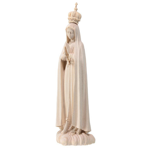 Nossa Senhora de Fátima com coroa de madeira natural de bordo Val Gardena 2