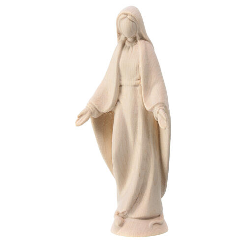 Statue of Miraculous Mary in natural maple wood Val Gardena 2