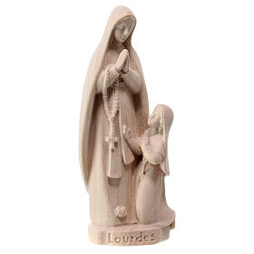 Our Lady of Lourdes with Bernadette, natural maple wood, Val Gardena