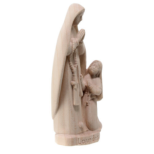 Notre-Dame de Lourdes avec Bernadette en bois naturel d'érable Val Gardena 3