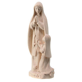 Madonna di Lourdes con Bernardette acero naturale Val Gardena
