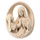 Our Lady of Lourdes with Bernadette high-relief, natural maple wood, Val Gardena s1