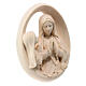 Madonna di Lourdes rilievo con Bernardette acero Valgardena s3