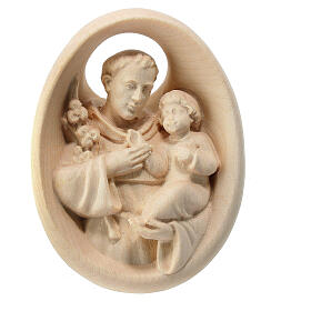 Saint Anthony high-relief of natural maple wood, Val Gardena
