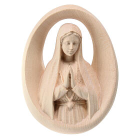 Our Lady of Fatima high-relief of natural maple wood, Val Gardena