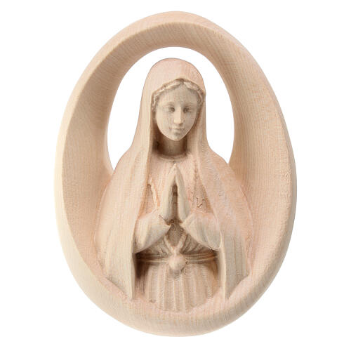 Our Lady of Fatima high-relief of natural maple wood, Val Gardena 1