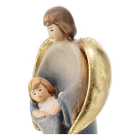 Guardian angel statue with child painted Val Gardena maple
