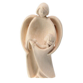 Guardian Angel with young girl, natural maple wood, Val Gardena