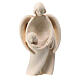 Modern Guardian Angel with young boy, natural maple wood, Val Gardena s1